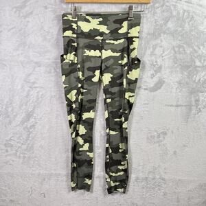 Lululemon Camo Leggings 25 Inseam Womens 6 Green Fast Free Athletic Yoga Stretch